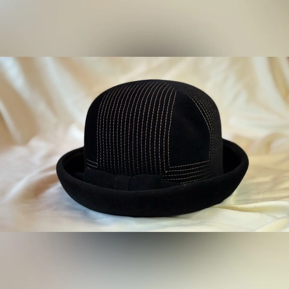 Anita Pineault Vintage Black Felt Bow Hat
